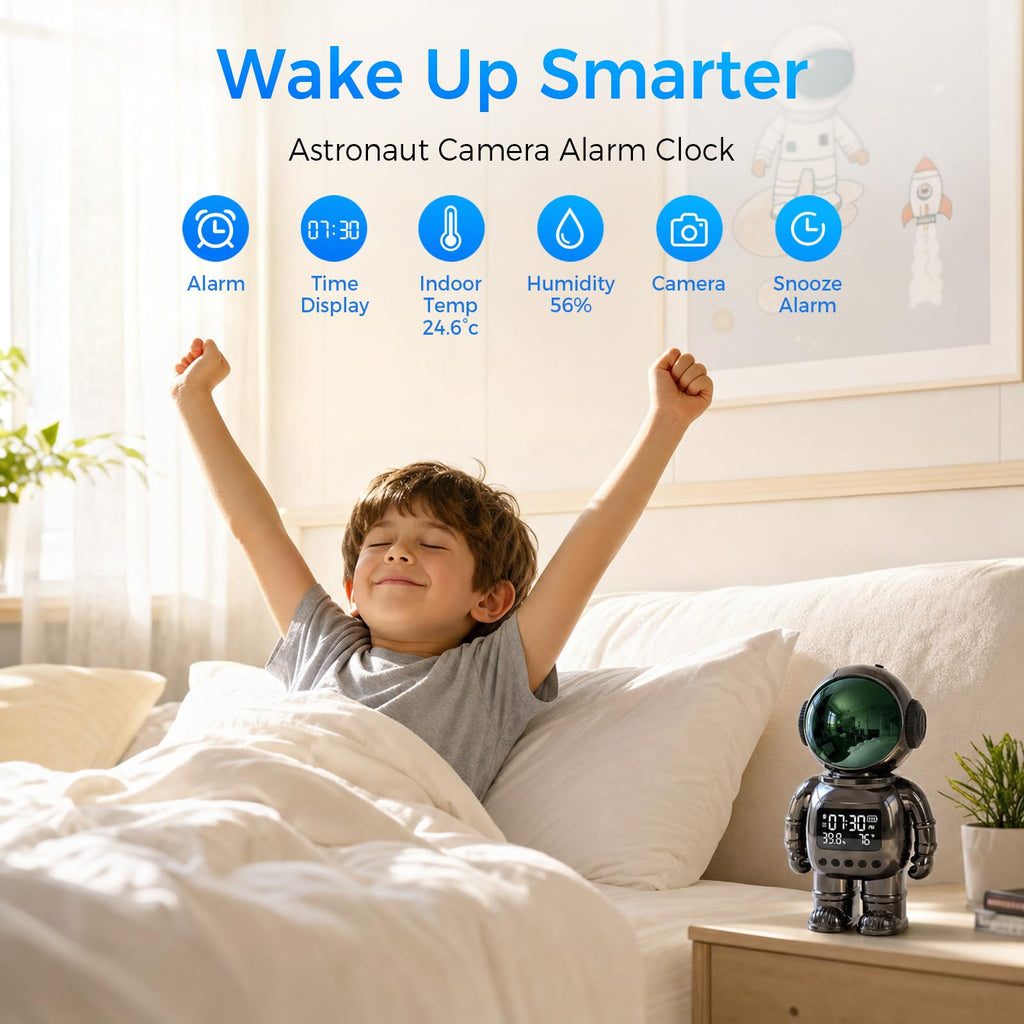 Carltec Astronaut Clock Indoor Camera - Gray view 1