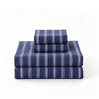 BESTOUCH Cotton Solid Duvet Cover Set Linen Feel - Stripes - Navy Blue/ White (No Comforter) / Queen (90" X 90") view 7