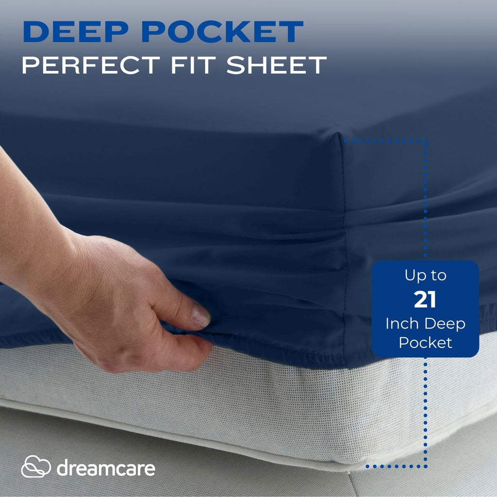 DREAMCARE Sheet Sets - 07 - Navy Blue / King - Extra Deep view 2