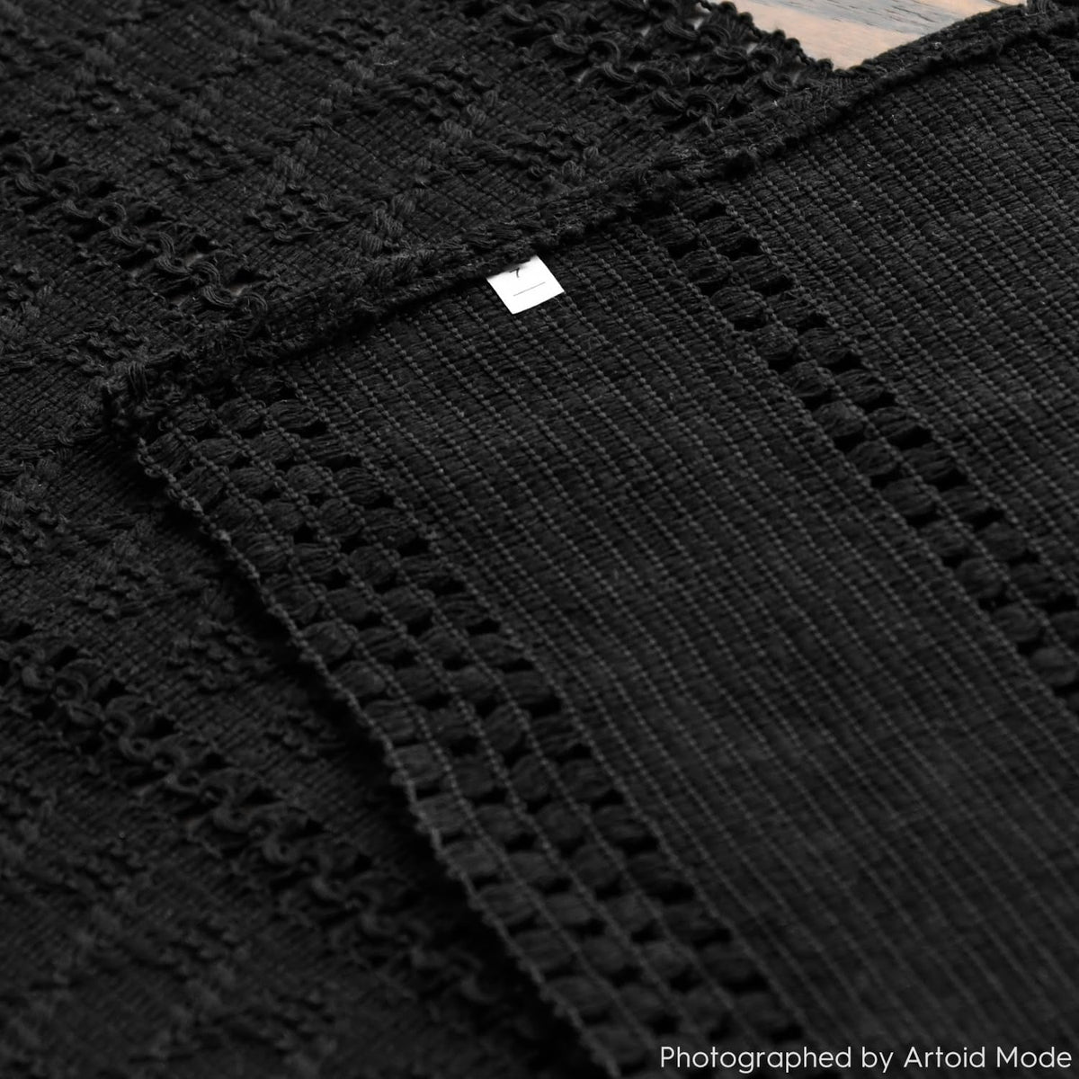 Artoid Woven Farmhouse Hollow Table Runner - Black / 12" x 120", Table Runner view 7