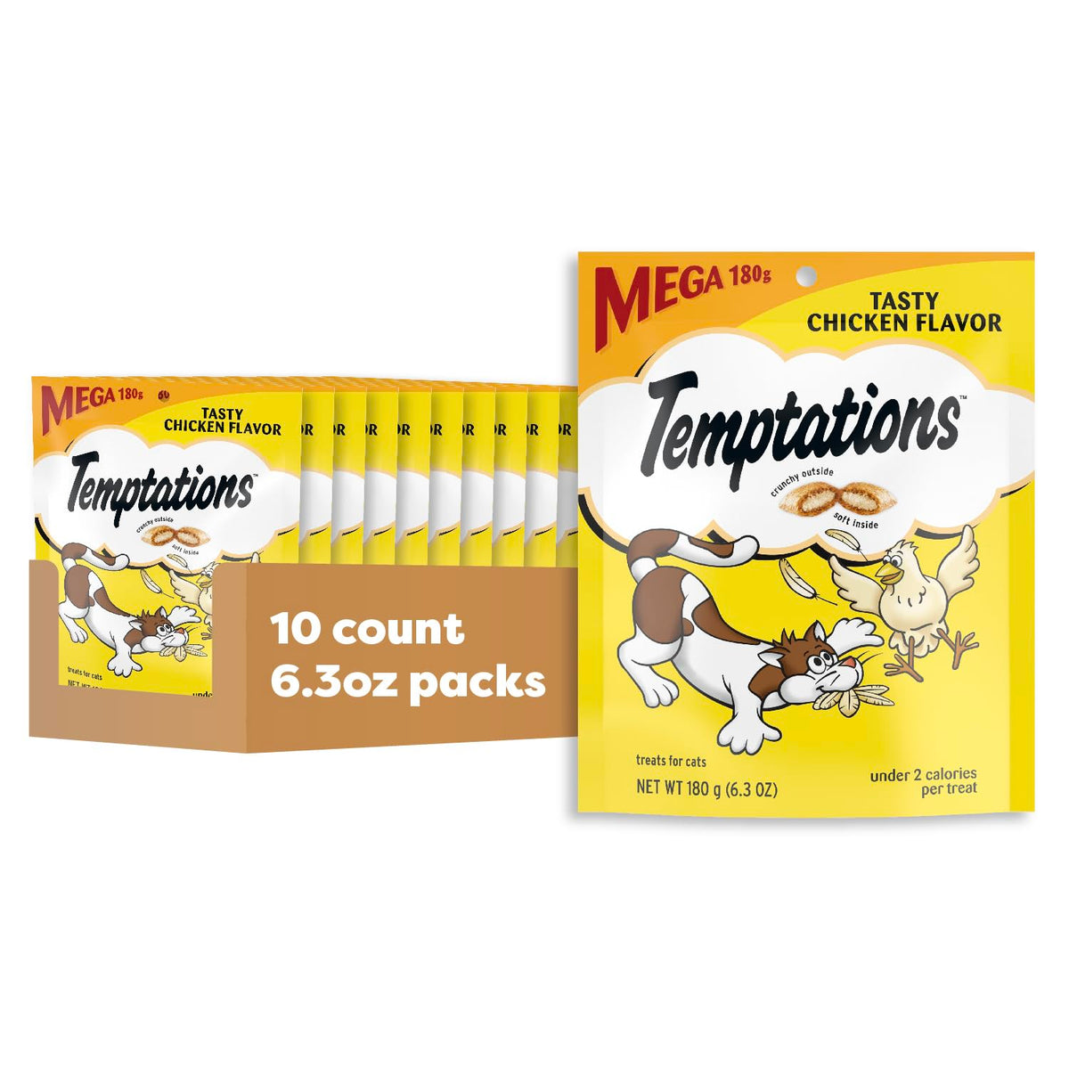Temptations Classic Crunchy and Soft Cat Treats, Tasty Chicken, 6.3oz, 10pk (FBAPowerSetup118611) (Pack of 10)