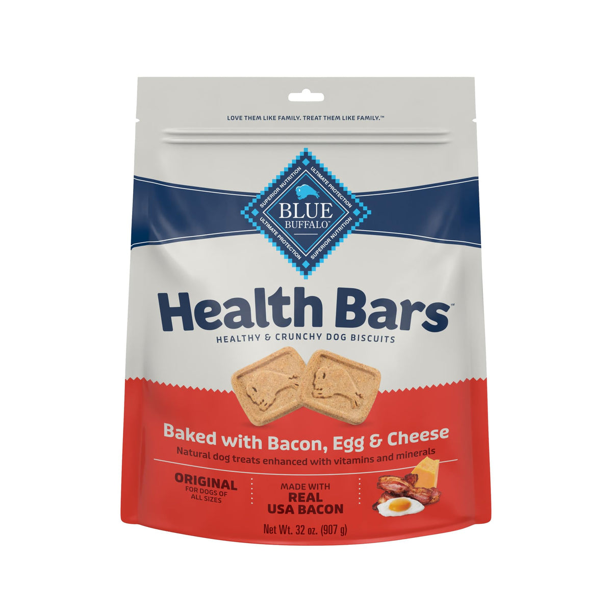 Blue Buffalo Health Bars Bacon Egg & Cheese Dog Biscuits, – 32 oz (805141)