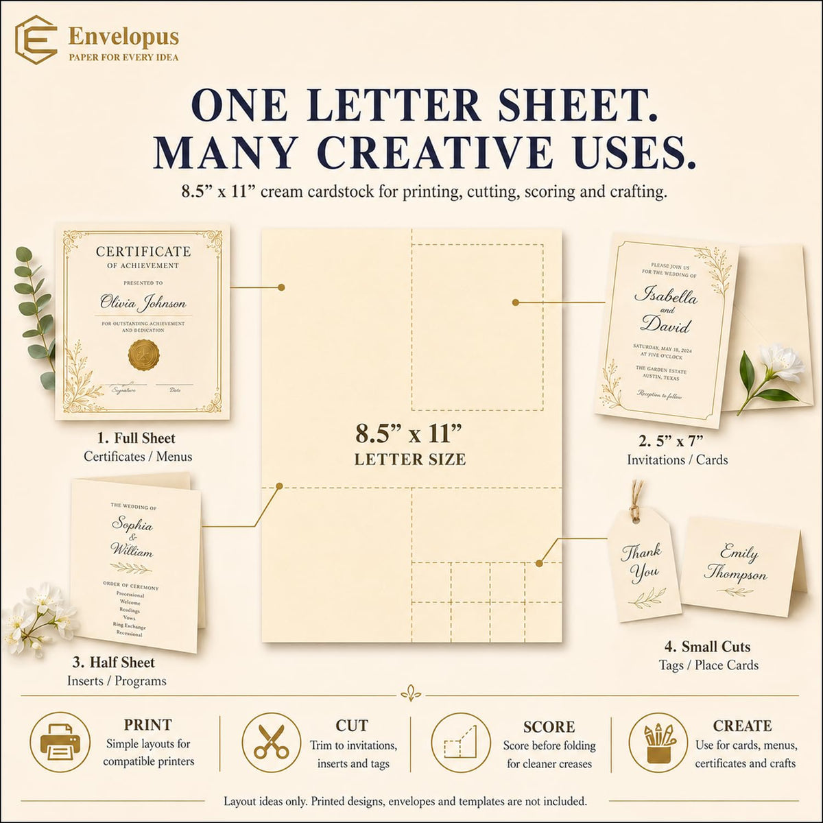 Envelopus 8.5 x 11 Cover Stock - Cream view 6
