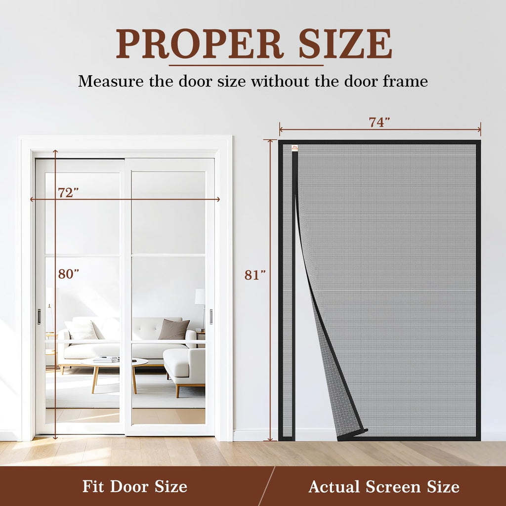 Yotache Magnetic Screen Door Fits 72"x80" Doors, Reversible Side Opening