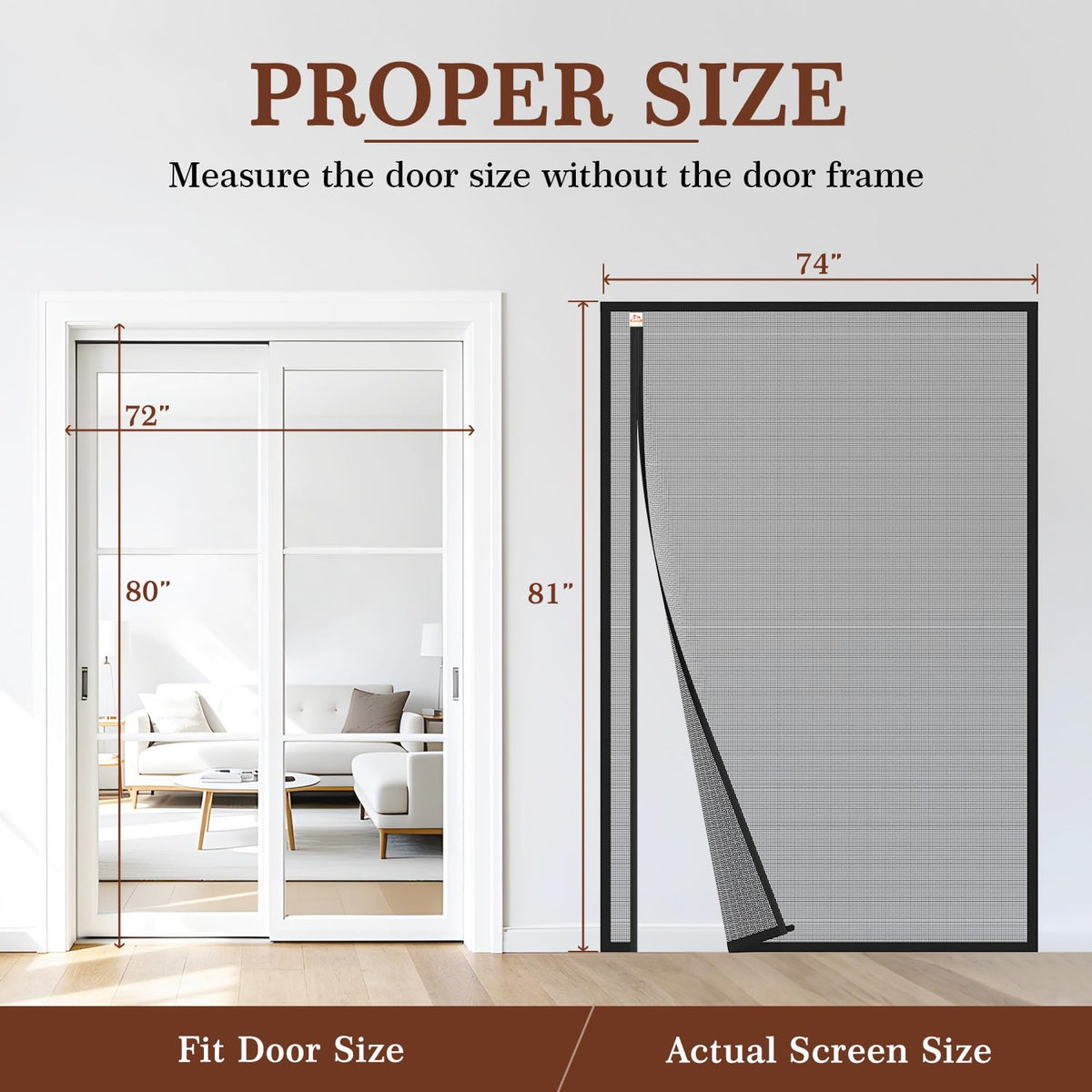 Yotache Magnetic Screen Door Fits 72"x80" Doors, Reversible Side Opening