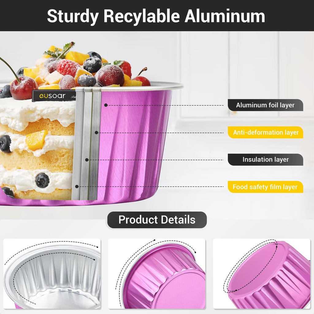 EUSOAR 5oz Baking Cups-3 - Rose Red / 50pcs view 2