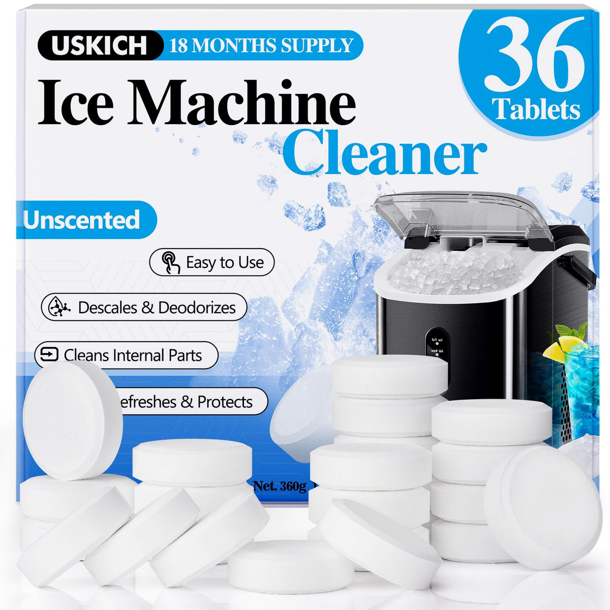 USKICH Ice Machine Cleaner Descaler Tablets-36Pack Ice Maker Cleaner (0001) (Pack of 36)