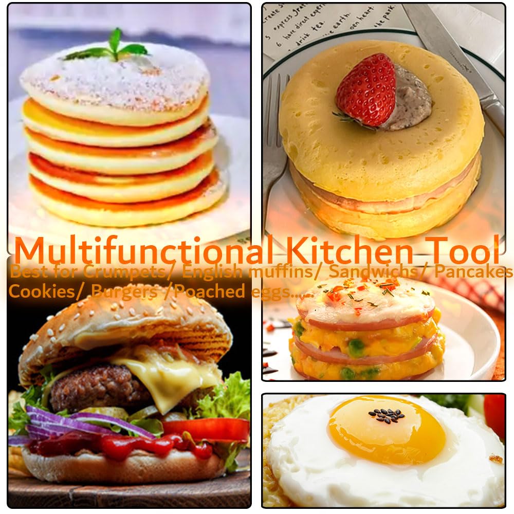 DATANYA 16Packs English Muffin Rings Crumpet Rings 4 inch Stainless Steel Double Rolled Tart Rings 4 inch & 3.15 inch (Pack of 17)
