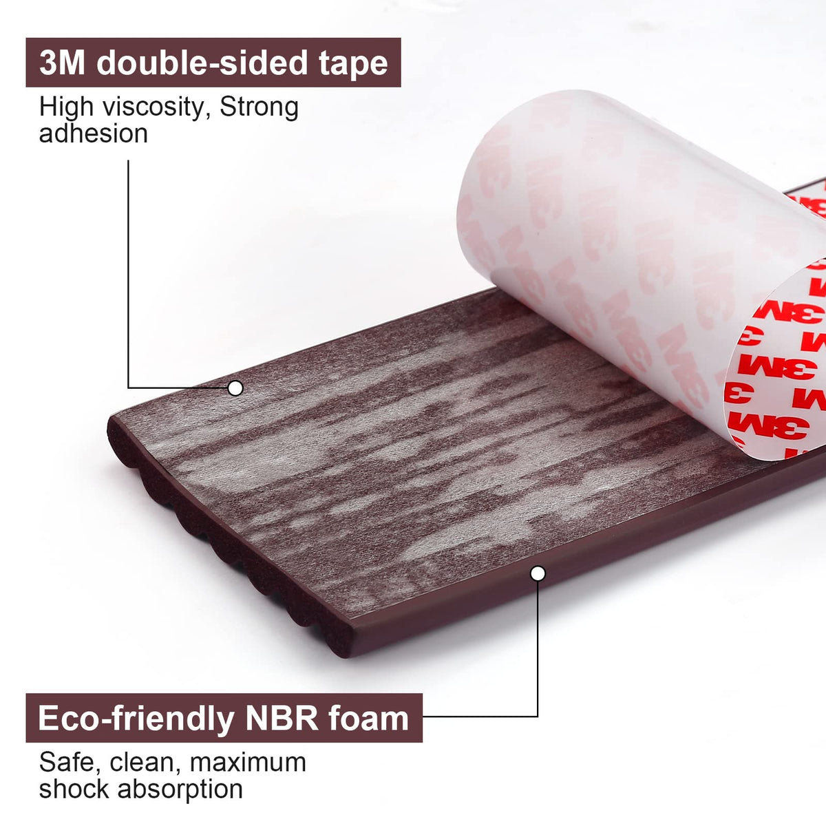 Dovesail Upgrade Baby Proofing Edge Guards 6.6ft Protector with 3M Adhesive Double Sided Tape - Brown - 16.4 Feet view 2