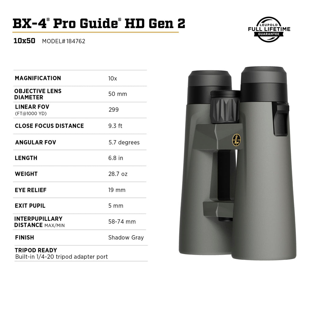 Leupold BX-4 Pro Guide HD Binoculars, 10x50mm Gen 2 (184762) (additional view 5)