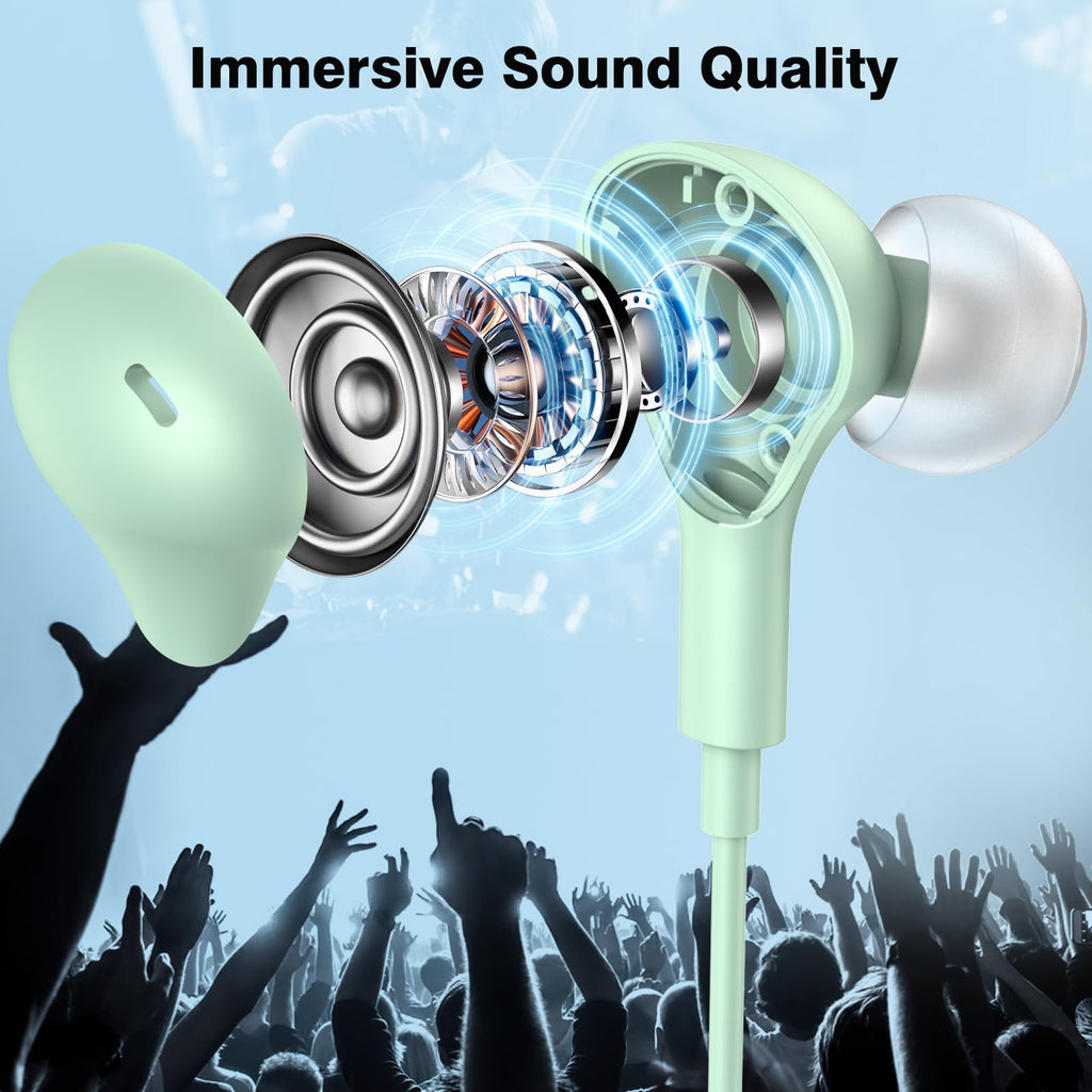 USB C Headphones for iPhone 18 Pro Max 17 16 15/Galaxy S26 FE Wired Earbuds - Mint-Green view 1