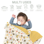 Bee Floral Baby Blanket Soft Mink Dotted Backing Double Layer Swaddle Receiving Blanket 30x40 - Wildflowers view 7