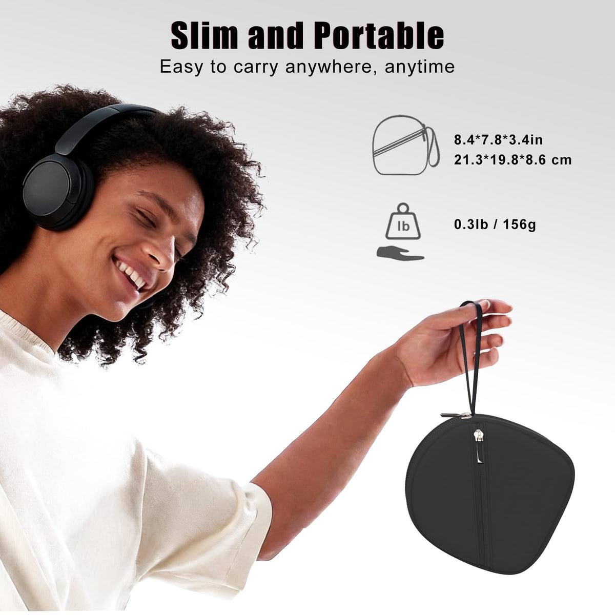 Headphone Case Compatible with JBL/Beats/Sony/BERIBES/SoundCore/TOZO/KVIDIO/JLab/Bose, Ultra-Thin Headphone Bag Travel Carrying Universal - Black view 3
