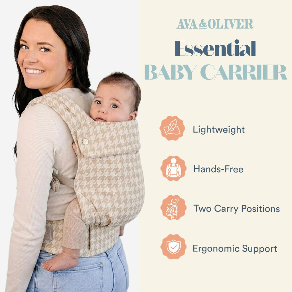 Ergonomic Hip-Healthy Baby Carrier, Front and Back Carry, 7-35 lbs - Houndstooth view 1