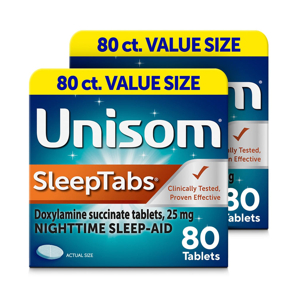 Unisom SleepTabs Nighttime Sleep Aid Tablets for Adults, 80-Count, 2-Pack
