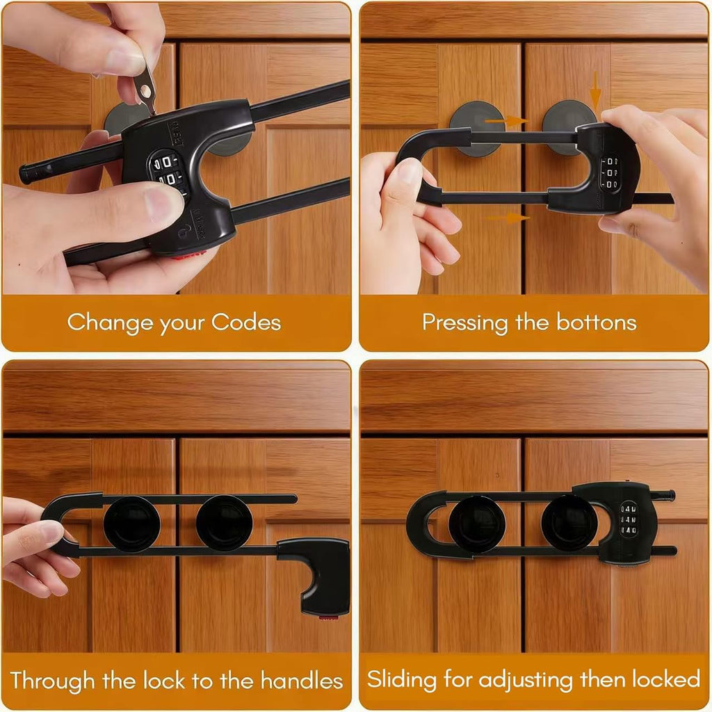 Upgrade 2 Packs Sliding Cabinet Locks - Black view 3