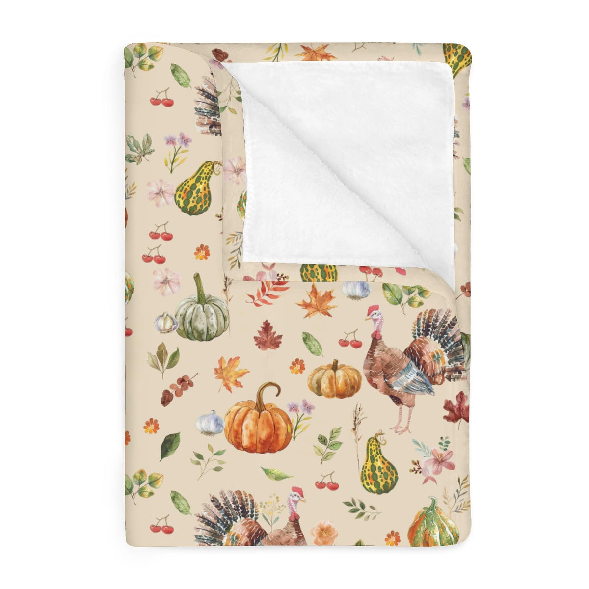 Thanksgiving Turkey Pumpkins Baby Blankets for Boy Girl - Brown