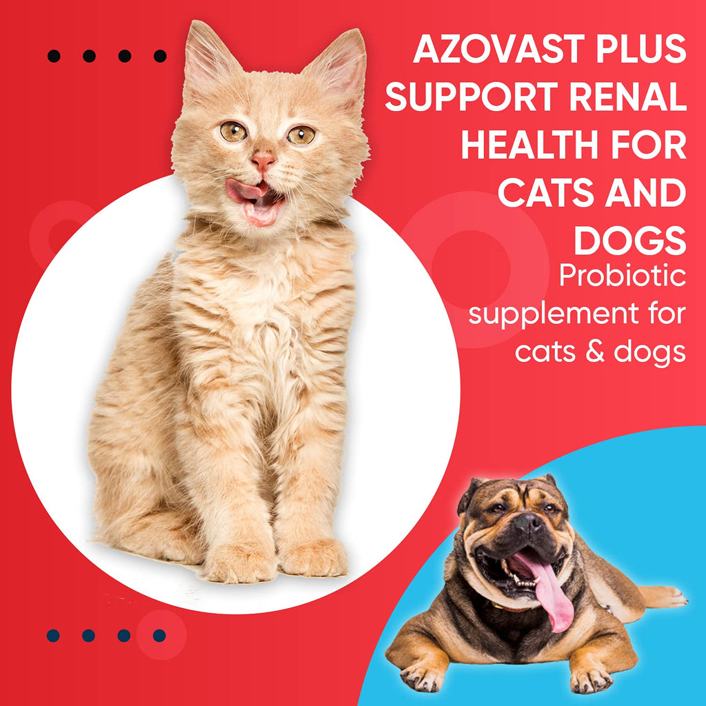 Pet Health Pharma Azovast Plus Kidney Health Supplement for Dogs & Cats -24 Billion CFU- NO Refrigeration Required