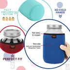 Desing Non-slip Cozy Insulated Glass Jars Protector Holder Sleeves - 32 oz Sleeves (3.7 x 5.3 In) - Black/Red/Blue/Cyan view 2