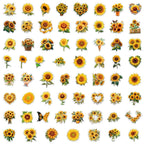 Sunflower Stickers 63Pcs Waterproof PET Sunflower Decals for Water Bottle Cartoon Plant (additional view 2)