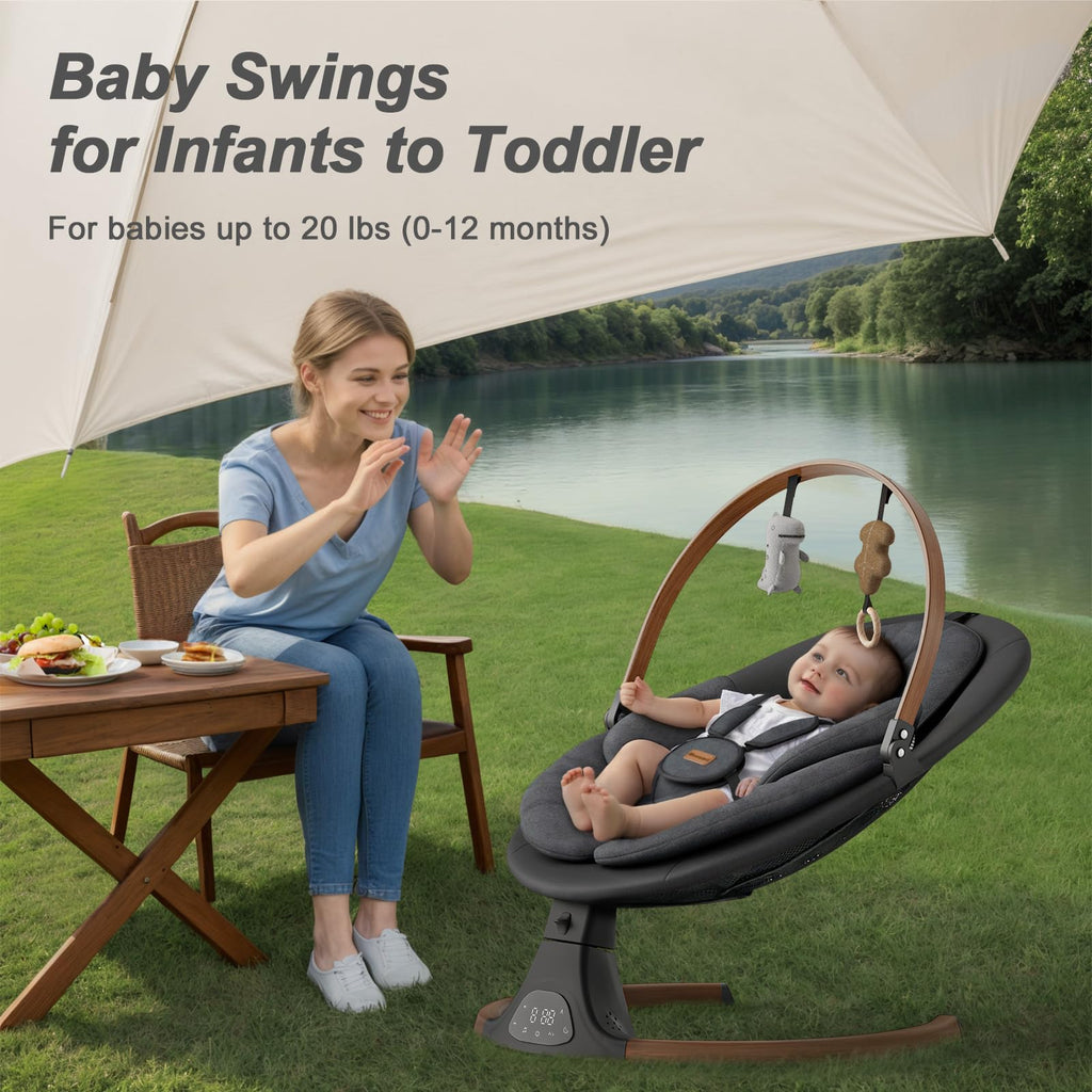 Monamii Baby Swings for Infants, Bluetooth Infant Swing with Music Speaker