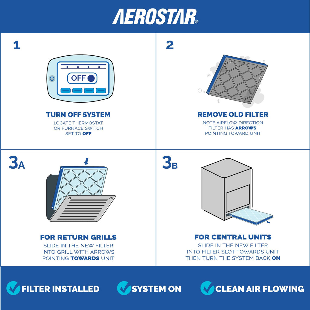 Aerostar Air Filter 16x25x1 MERV 11 AC Filter, HVAC, Furnace Filter, – 6 Pack