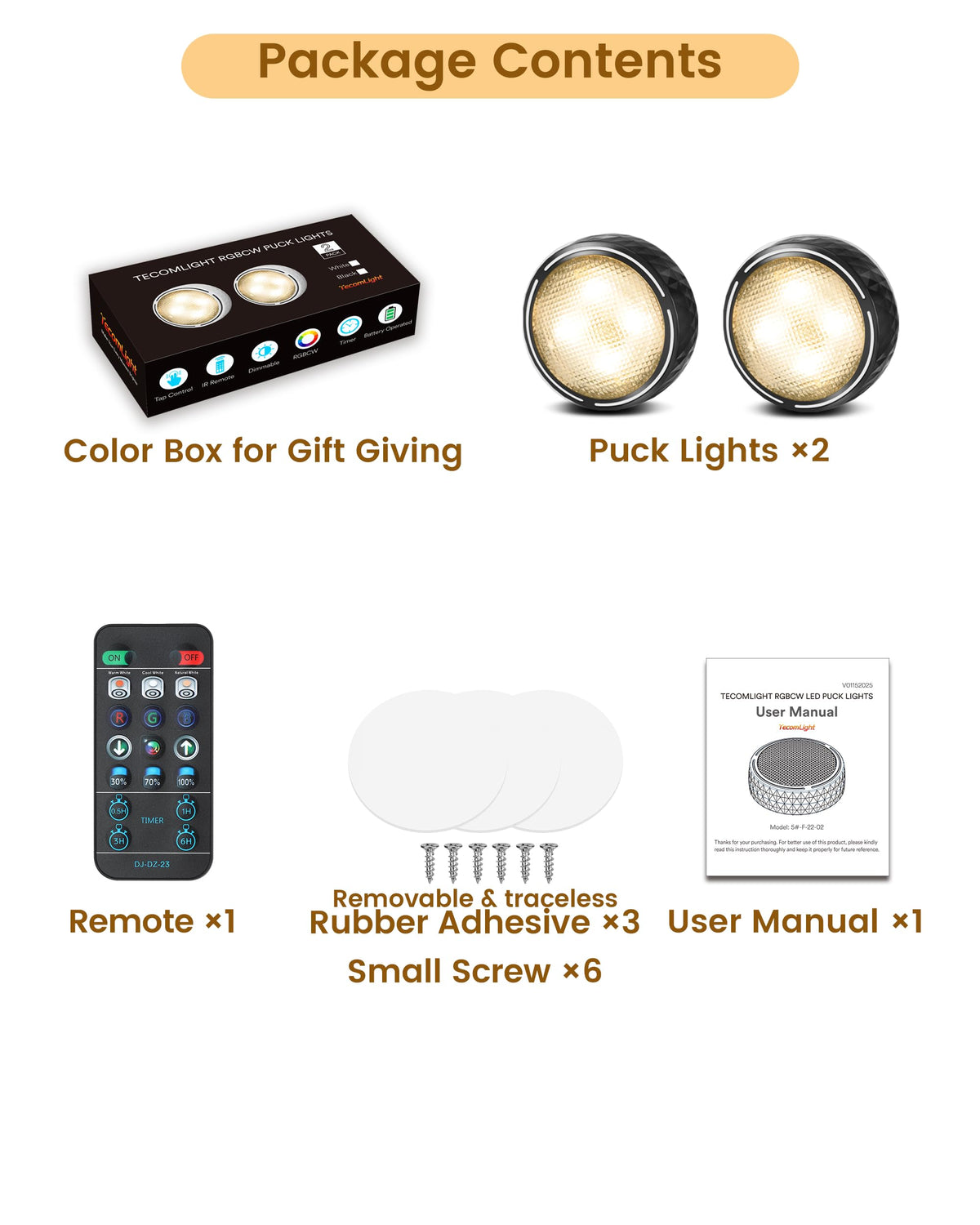 TECOMLIGHT LED Puck Lights with Remote Control - Black / 2 Pack view 4