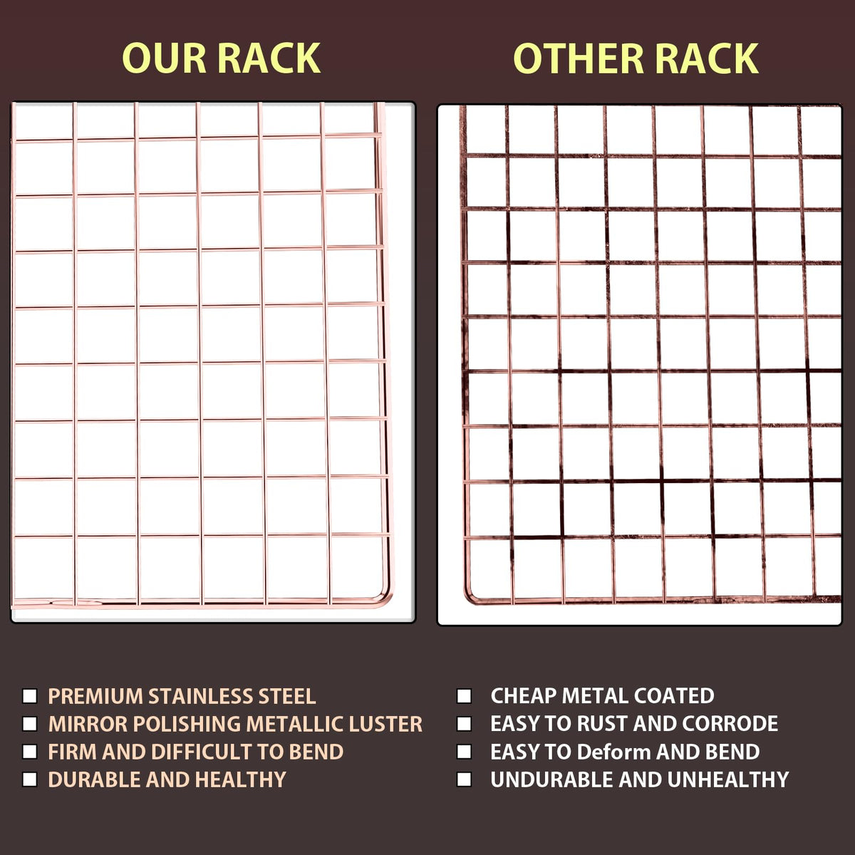 BRIOUT Cooling Rack for Baking - Rose Gold / 16"x10"-1PC view 3
