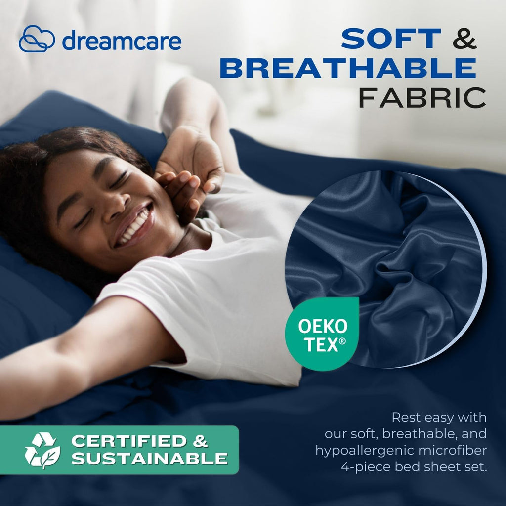 DREAMCARE Sheet Sets - 07 - Navy Blue / King - Extra Deep view 5