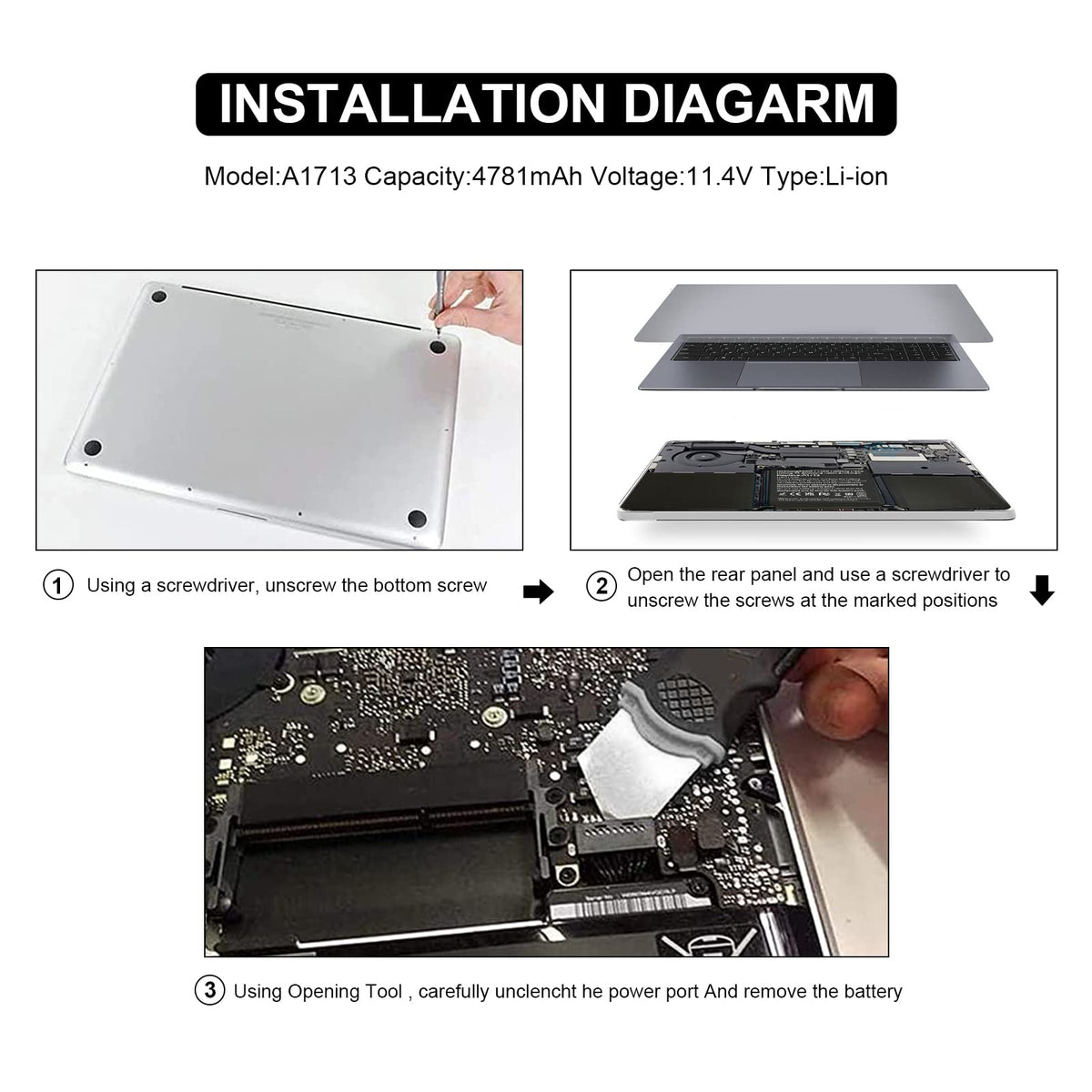 Fancy Buying Battery A1713 A2171 for MacBook Pro 13 Inch A2159 (2019) A2289 (2020) A2338 (additional view 6)