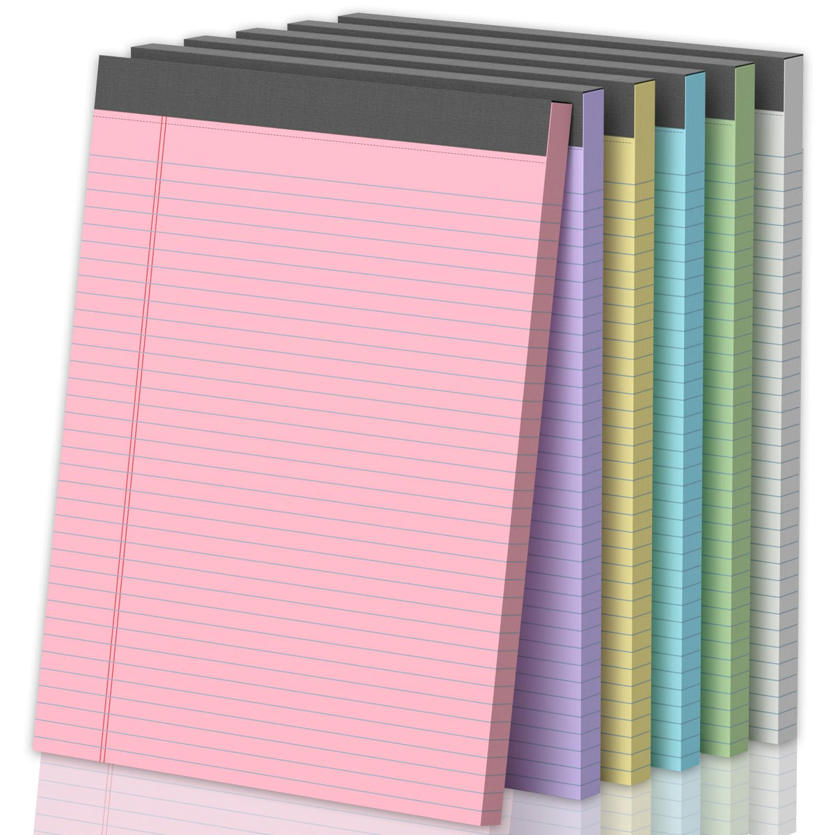 Glyanlee Legal Pads 8.5 x 11 Ruled Notepads, 50 Sheets/Pad - Multi-6colors / 6 Pack