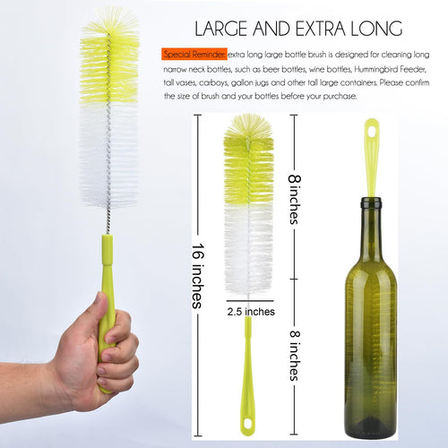 ALINK 16 inch Long Bottle Brush Cleaner for Washing Wine/Beer/Sport Well/Thermos/Glass, Hummingbird Feeder and Long