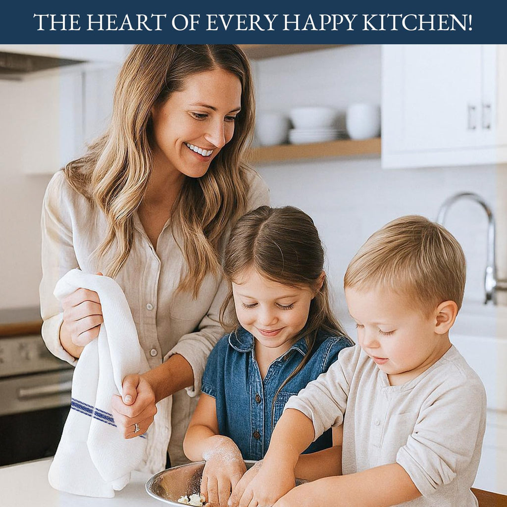 LANE LINEN Dish Towels 100% Cotton Absorbent Lint-Free – 6 Pack (HERRBNEBLUSTPKT-6PC)