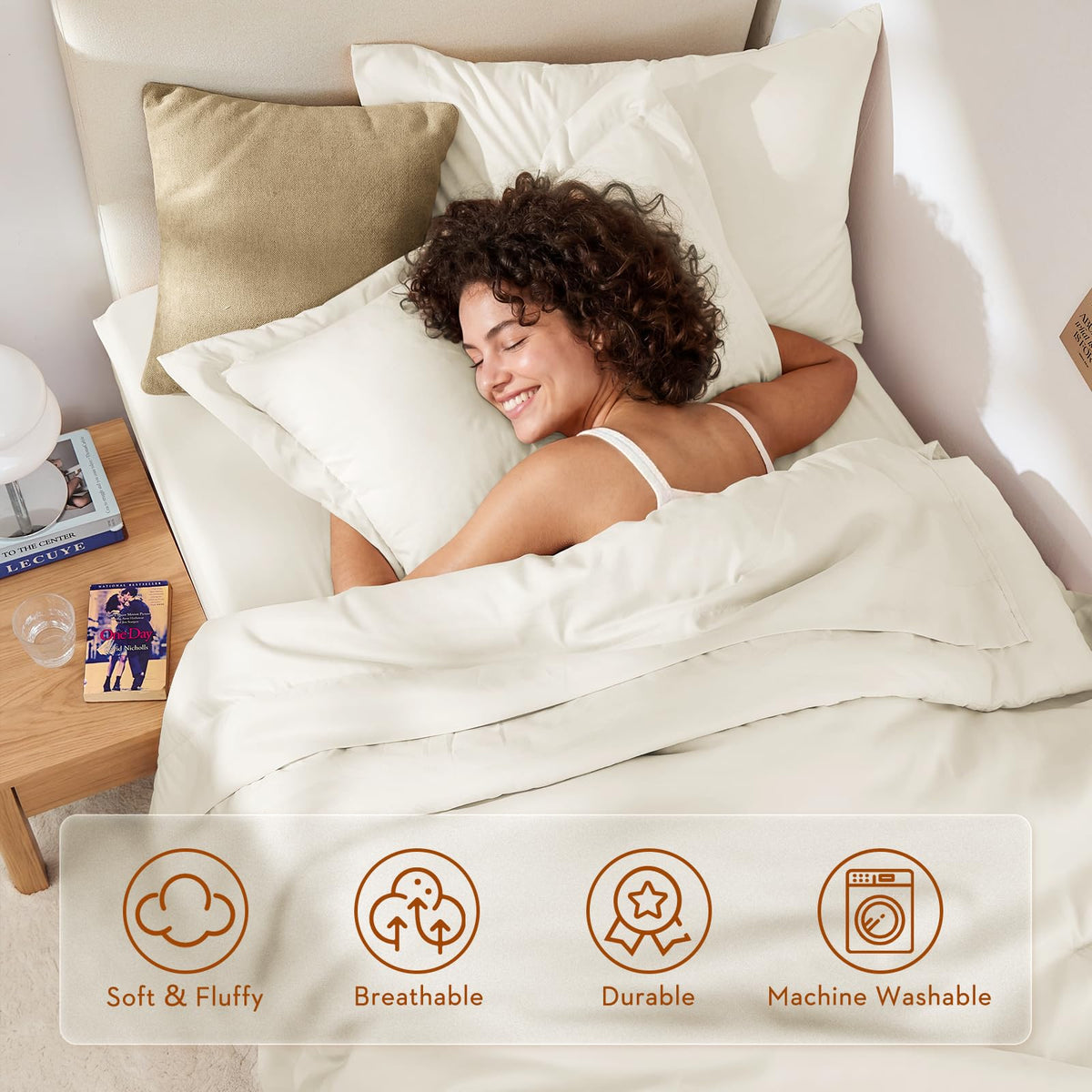 MUXHOMO 7 Pieces Comforter - 02 - Ivory / Twin XL(68"x88") view 1