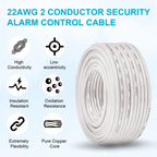MOOKEERF 22/2 Shielded Wire 200FT 22AWG 2 Conductor Shielded Plenum Cable White CL3P Jacket Alarm Control Cable for Low