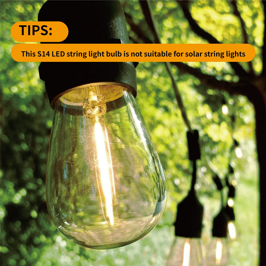 Meconard Pack S14 LED Outdoor String Light Replacement Bulbs, Warm White