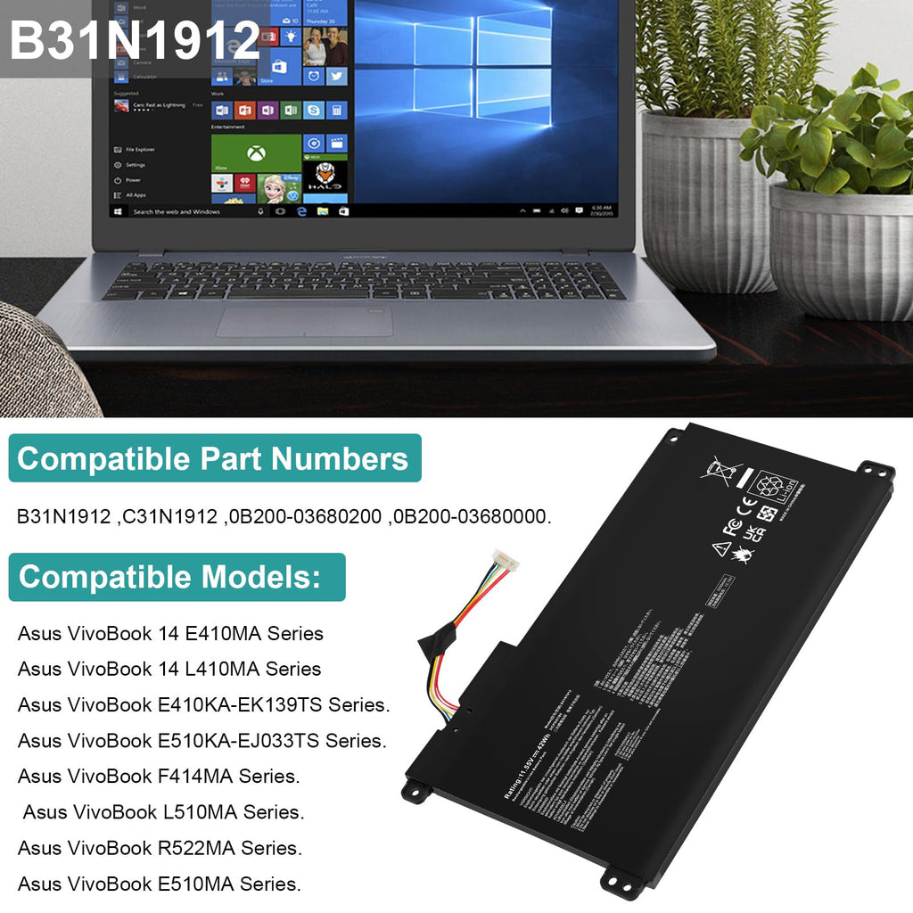TREE.NB Laptop Battery Replacement - ‎7.48x3.86x0.2inch B31N1912 view 1