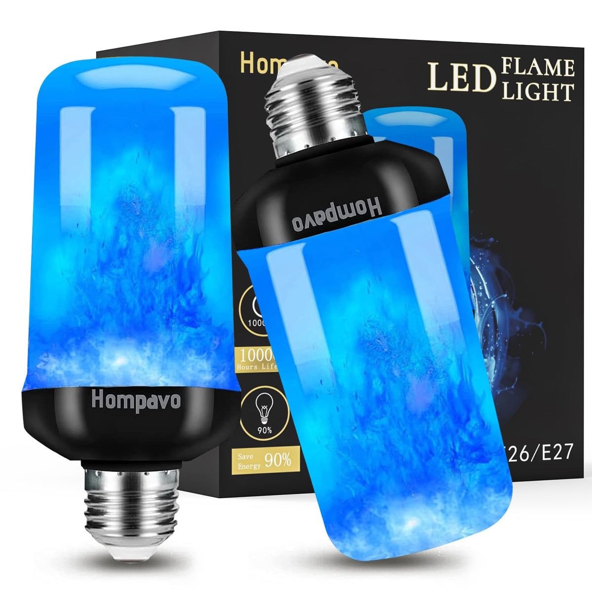 Hompavo 【Upgraded Flame Light Bulbs for Home Decor with Upside Down Effect (HPFLAB-US-FT) (Pack of 2)