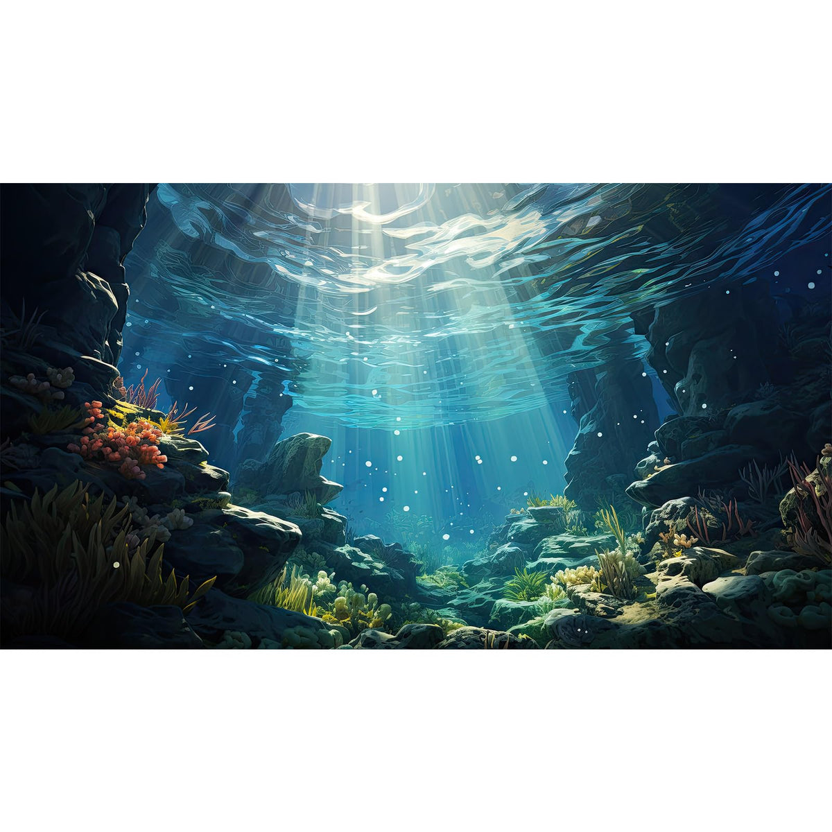 Riivvdise Underwater Aquarium Background Corals and Tropical Fish Terrarium Backdrop Rock