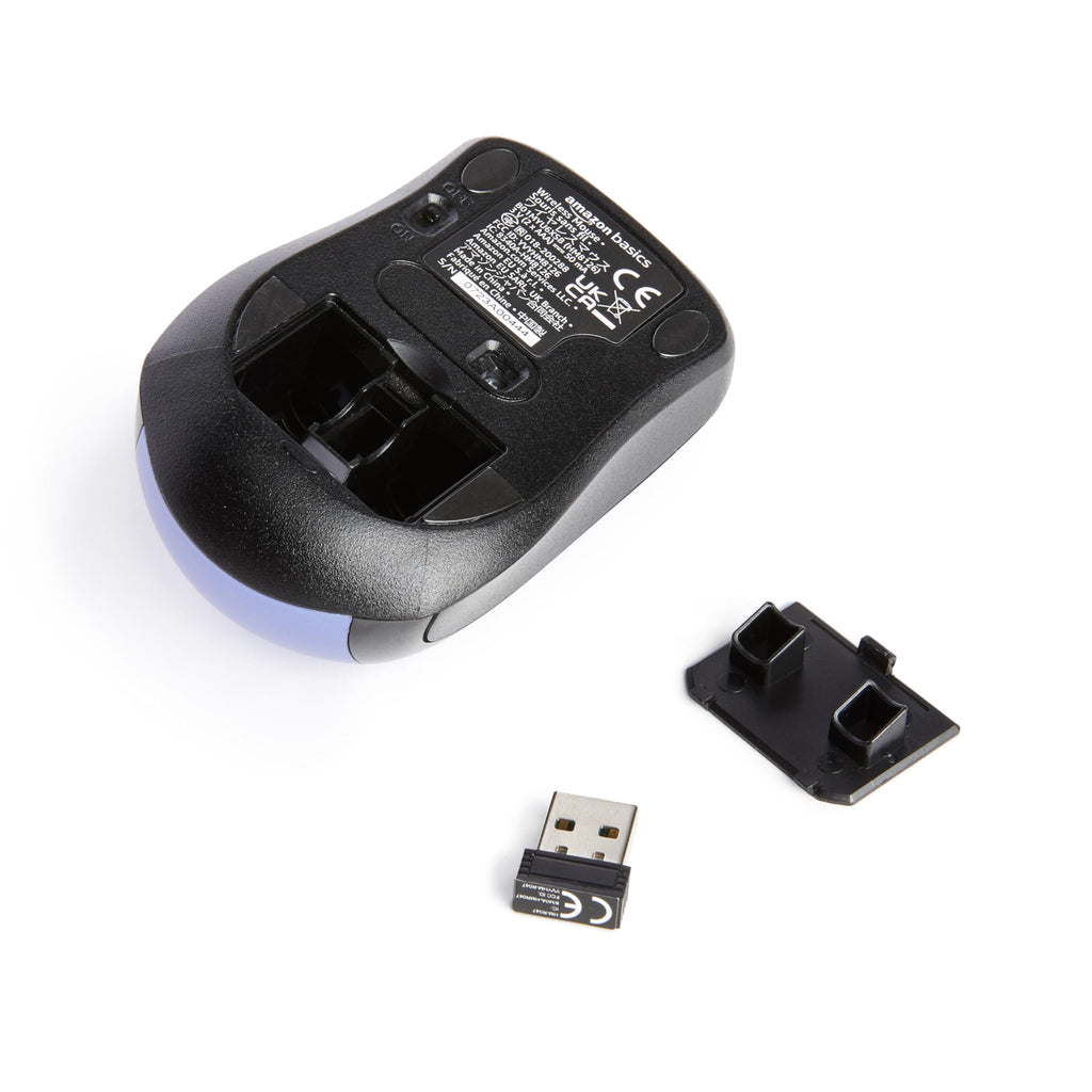 Amazon Basics 2.4 Ghz Wireless Optical Computer Mouse with USB Nano Receiver - Blue view 3