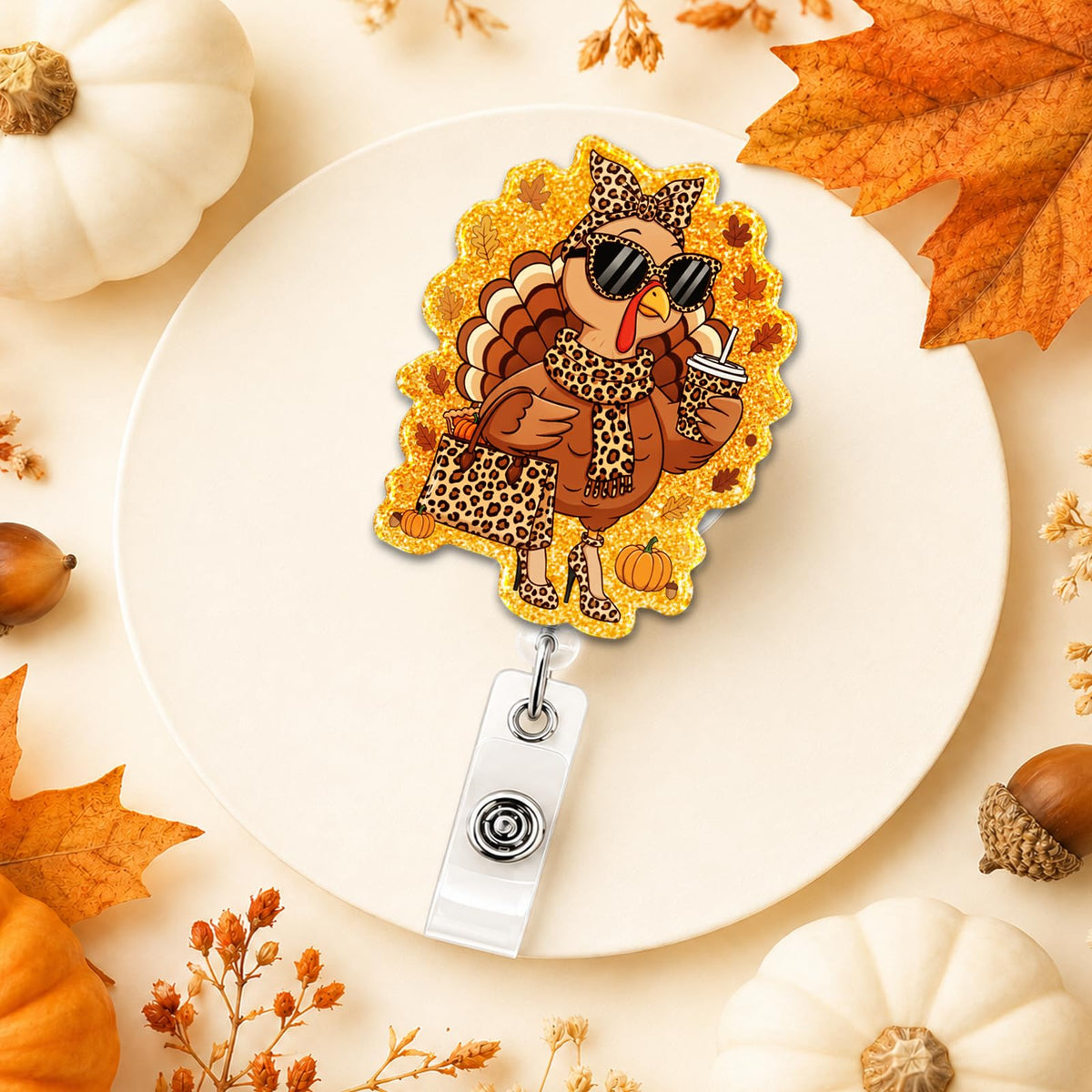 Halloween Badge Reel, Cute Spooky Gifts for Teacher Nurse - Turkey view 6