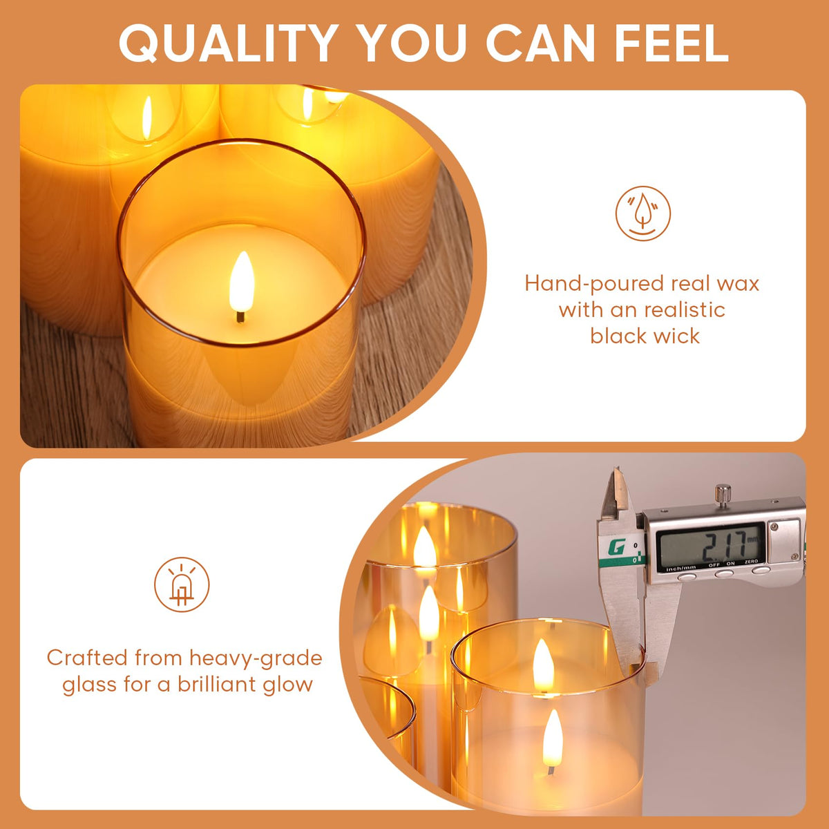 Eywamage Glass Flameless Candles with Remote - Gold view 4