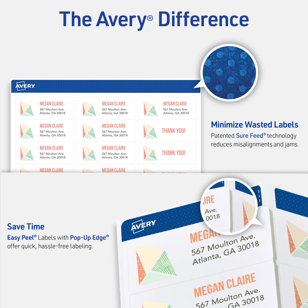 Avery Easy Peel Printable Address Labels, Sure Feed Technology, 1" x 2-5/8" Customizable (additional view 2)