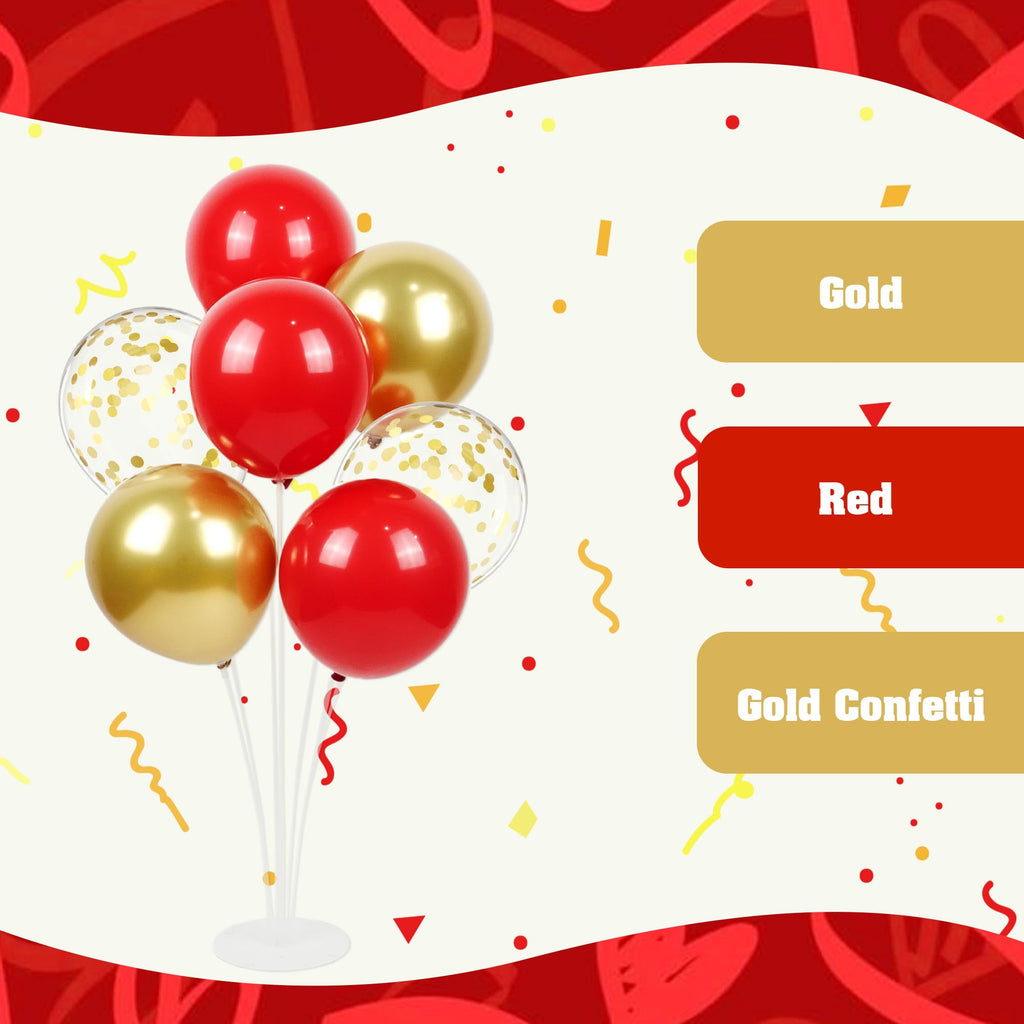 60pcs 12inch Confetti Balloons - Red Gold view 6