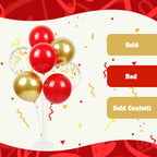 60pcs 12inch Confetti Balloons - Red Gold view 6