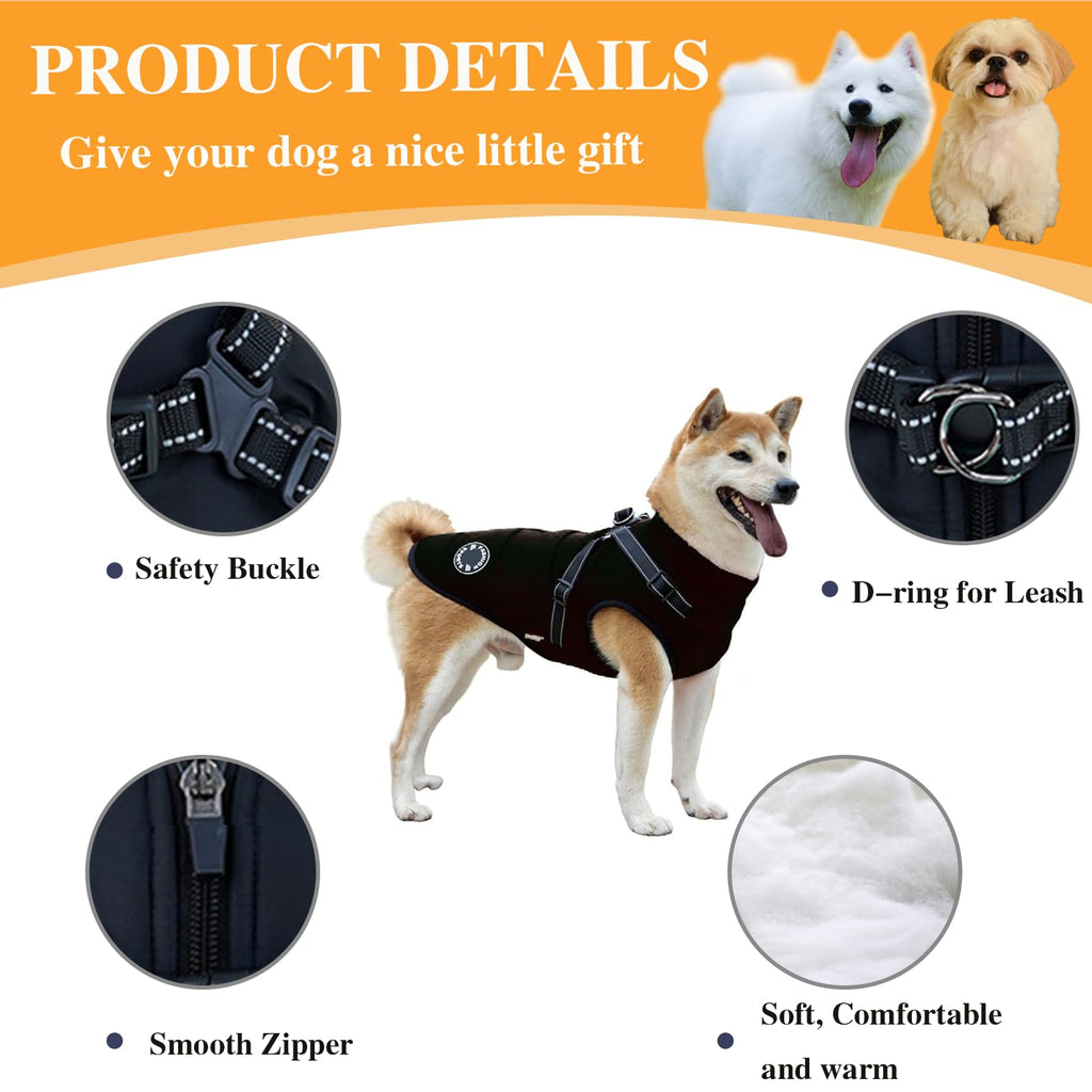 Furry King Dog Winter Coat with Harness, Waterproof, Fleece Lined - view 2