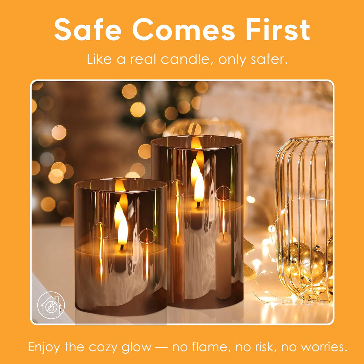 Eywamage Glass Flameless Candles with Remote - Gray view 4