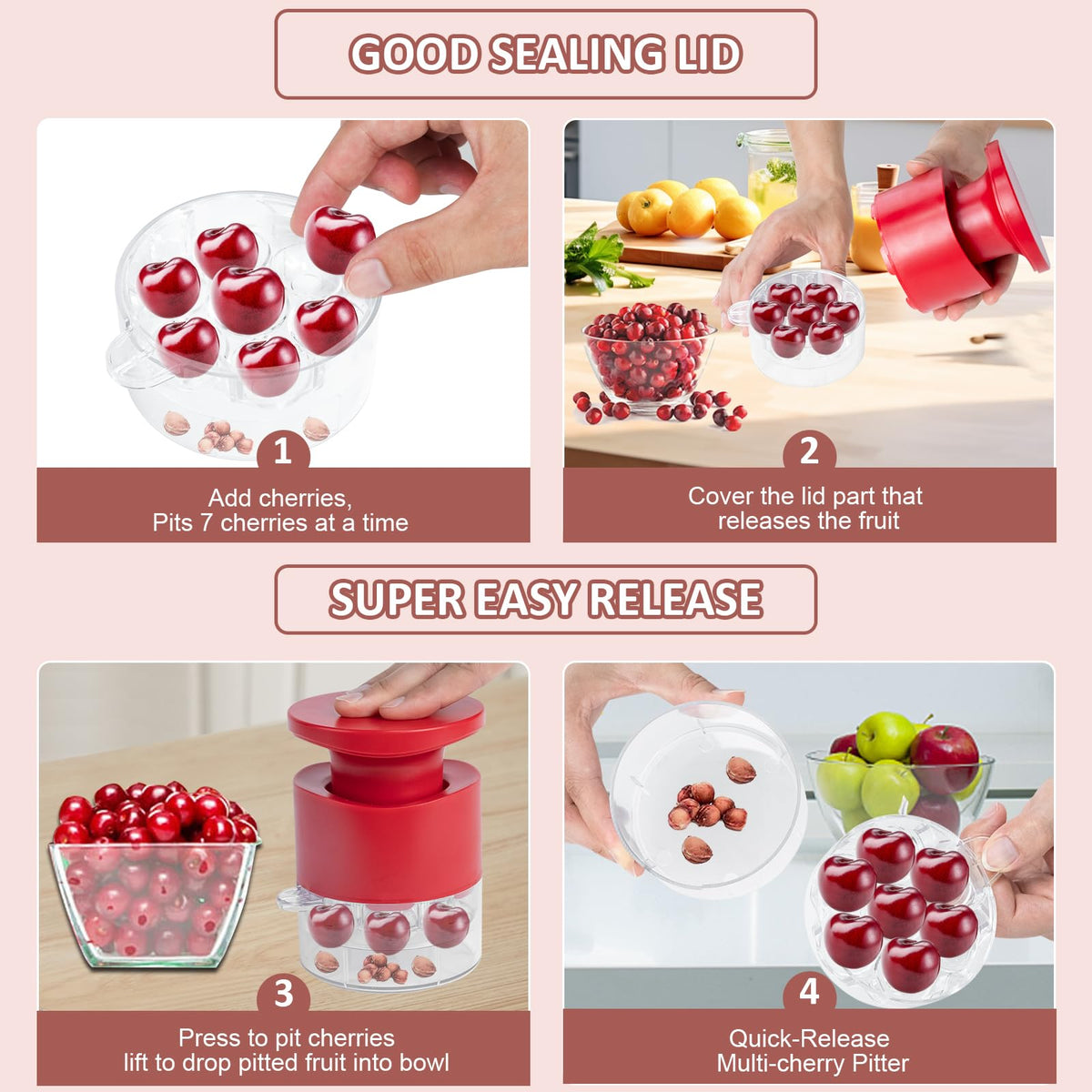 Cherry Pitter Tool Pit Remover - Burgundy view 4