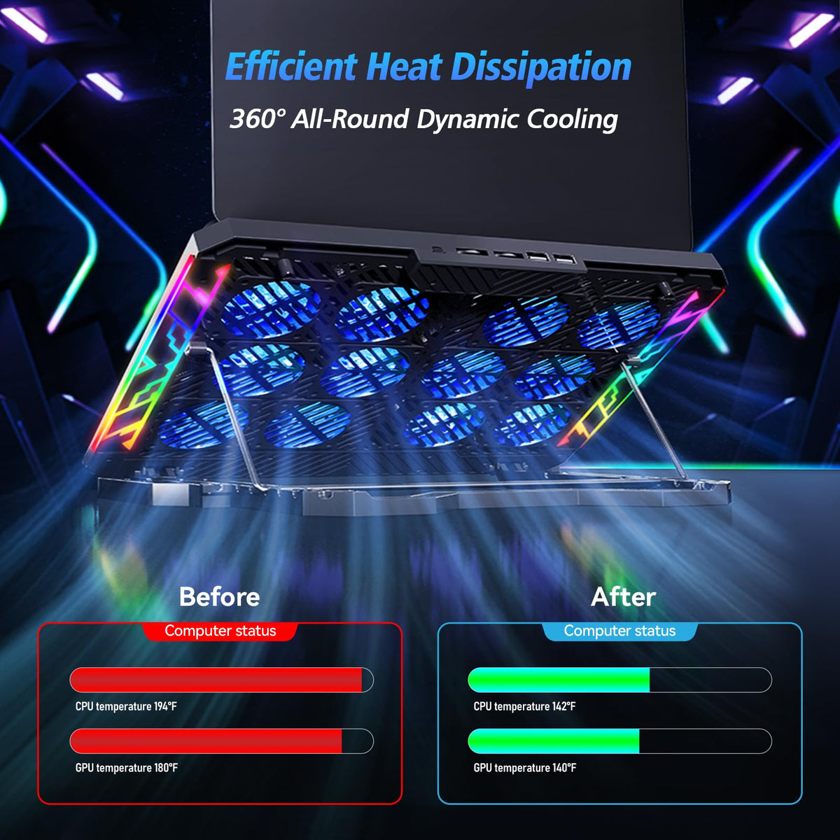 Trullypine Laptop Cooling Pad - 12Fan-Gear view 1