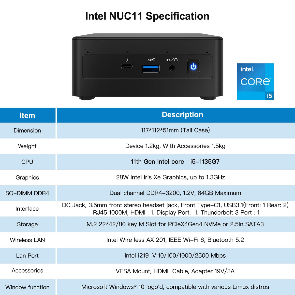 Intel NUC 11 Panther Canyon NUC11PAHi5 Mini PC Computer,16GB RAM 512GB SSD (NUC11PAHi5 16GB+512GB)